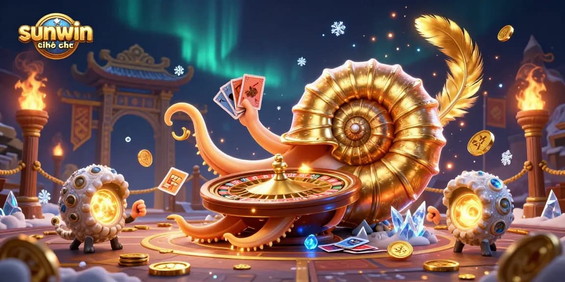 Experience the thrill of gambling with sunwin chính thức and vibrant gaming elements in this captivating 3D scene.