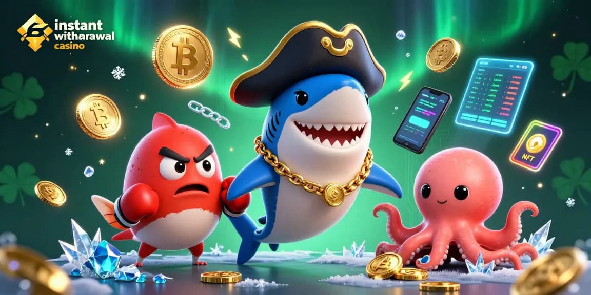 Experience fast wins with an instant withdrawal casino featuring dazzling characters and crypto elements.