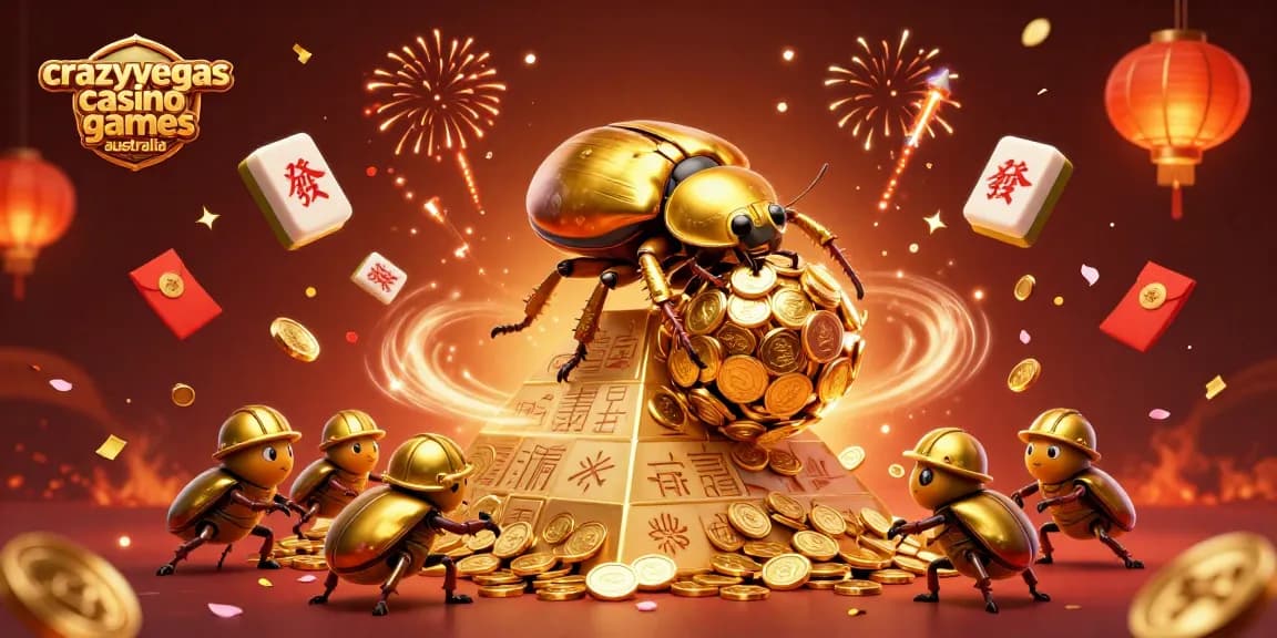 Engage with crazyvegas casino games australia as golden beetles roll in a vibrant casino scene.