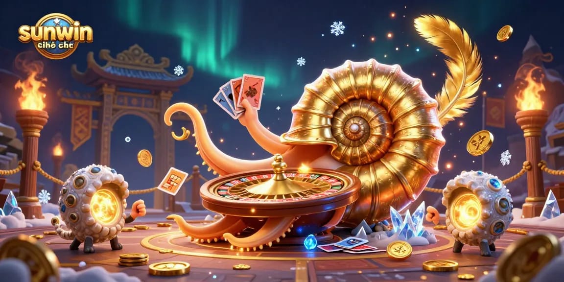 Experience the thrill of gambling with sunwin chính thức and vibrant gaming elements in this captivating 3D scene.