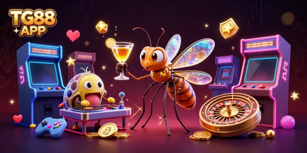Experience gambling excitement with TG88 APP featuring dynamic casino characters in vibrant 3D.