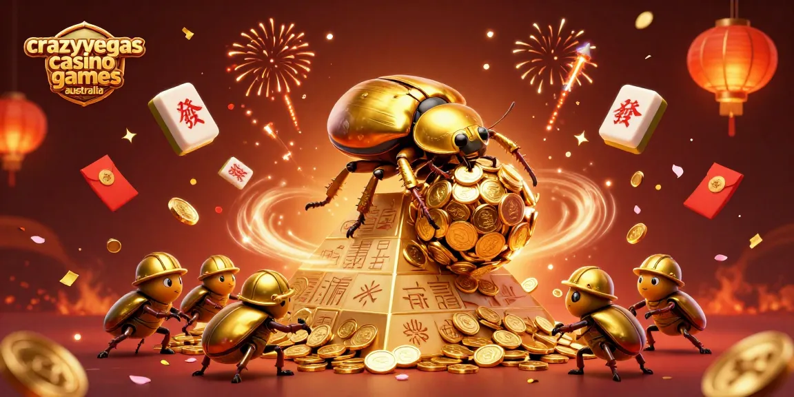 Engage with crazyvegas casino games australia as golden beetles roll in a vibrant casino scene.